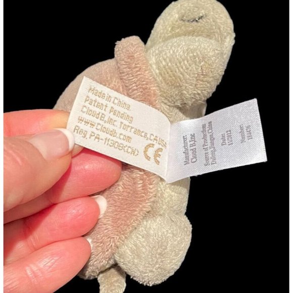 CLOUD B Turtle Baby Rattle Plush Small Green Soft Stuffed Animal Toy Child - Picture 7 of 12